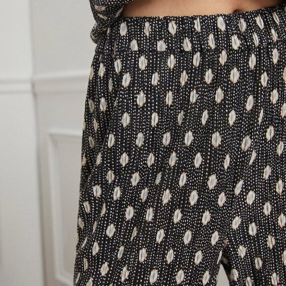 Anthropologie Morris Plisse Pyjama Trousers Black Dot Size Small - Picture 3 of 7
